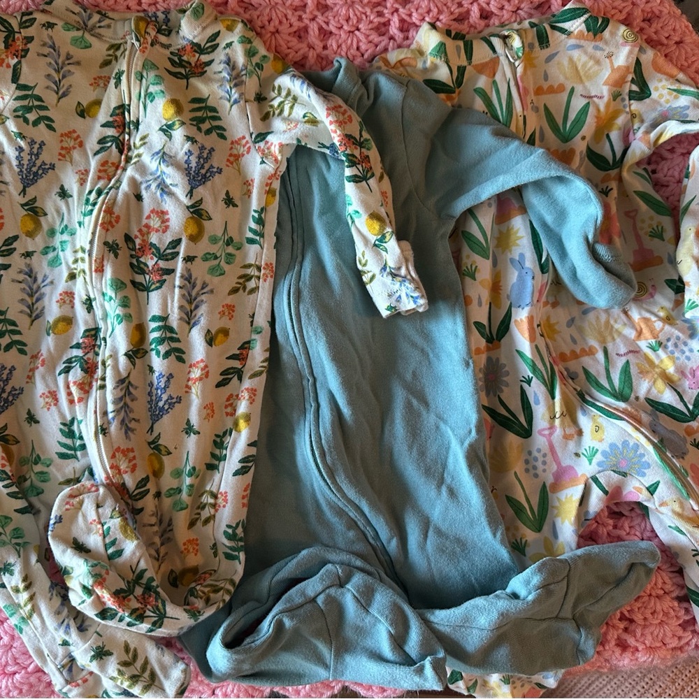 Floral and blue Baby Sleepers